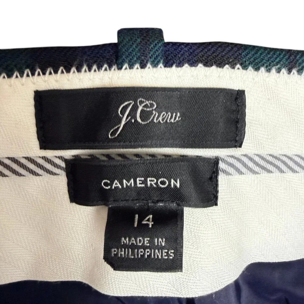 J. CREW‎ Women's EUC Cameron Black Watch Tartan Plaid Wool Crop Pant | Size 14